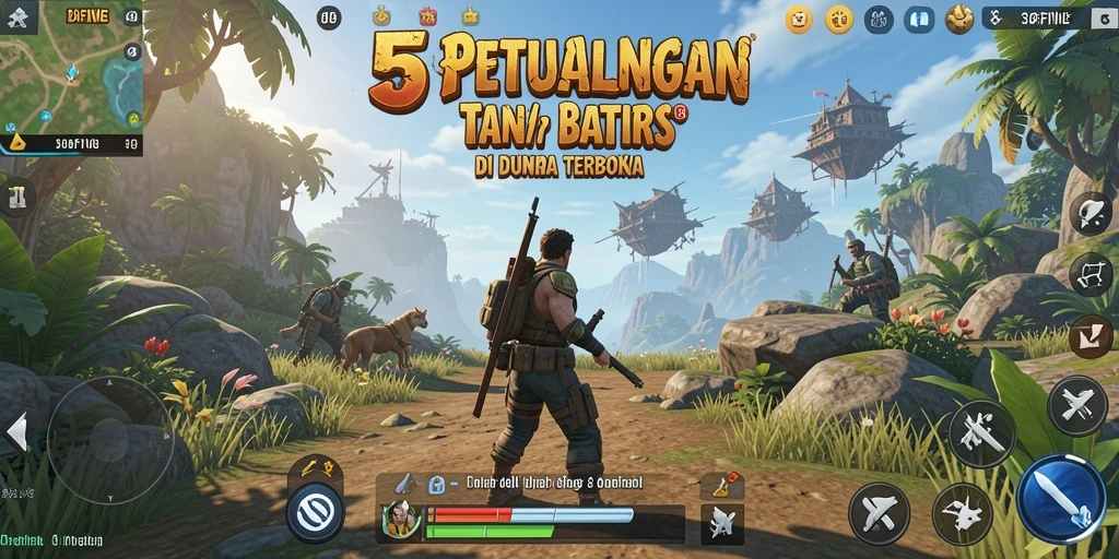 Tangkapan layar utama dari gameplay 55FIVE yang menampilkan dunia terbuka.