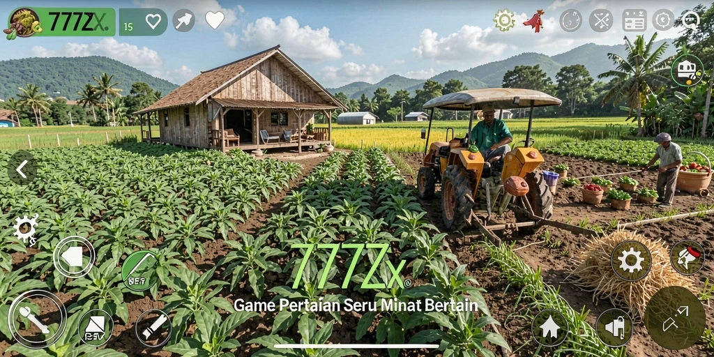 Tampilan gameplay <strong>777ZX</strong> yang menawan saat bertani di ladang.