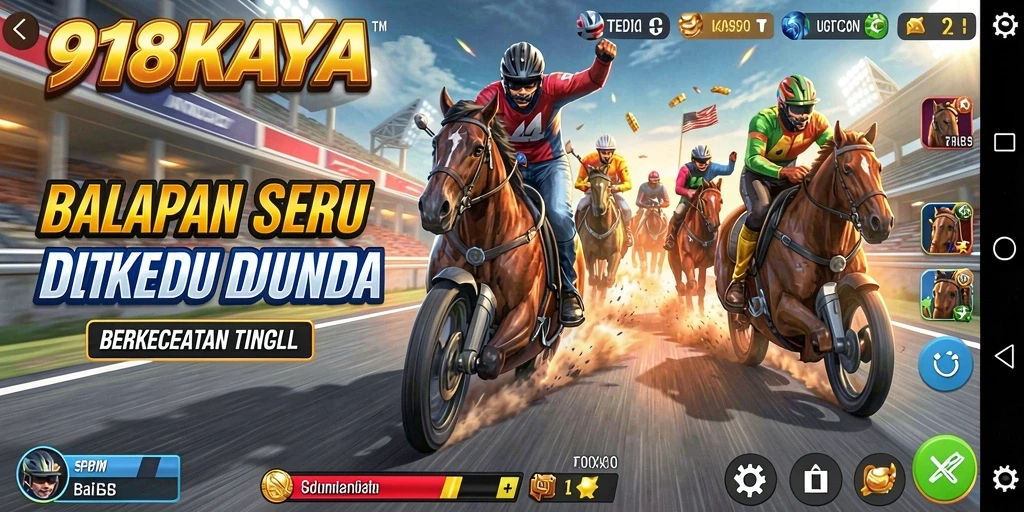 Tangkapan layar gameplay 918KAYA menampilkan aksi balapan yang mendebarkan.