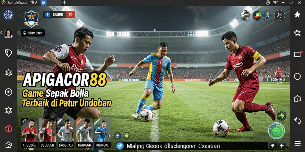 Tampilan gameplay menegangkan dari game APIGACOR88 dengan aksi sepak bola yang mendebarkan.