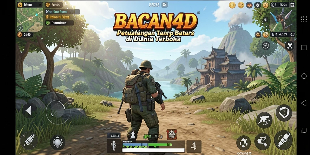 Tampilan gameplay menakjubkan dalam BACAN4D yang menunjukkan petualangan di dunia terbuka.