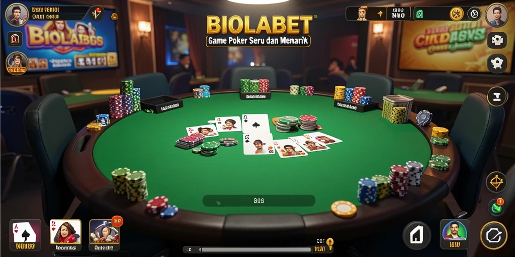 Screenshot utama BIOLABET menampilkan gameplay poker yang menengangkan.