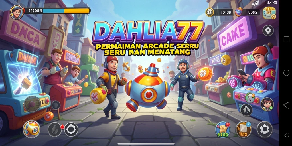 Tangkapan layar utama DAHLIA77 menampilkan aksi gameplay Arcade yang mendebarkan.