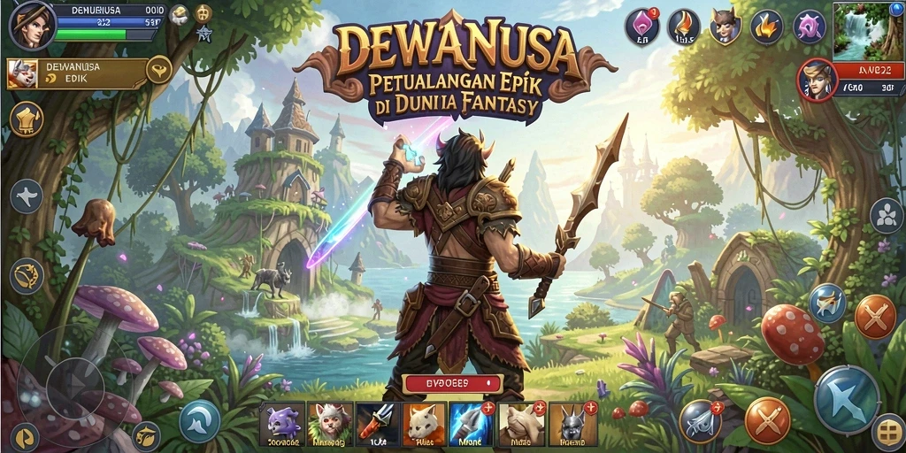 Tampilan gameplay DEWANUSA yang menakjubkan dan penuh aksi.
