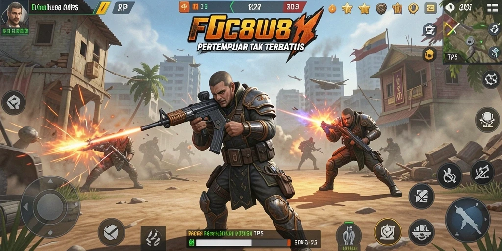 Screenshot gameplay FC888 yang menampilkan aksi TPS seru dan mendebarkan.