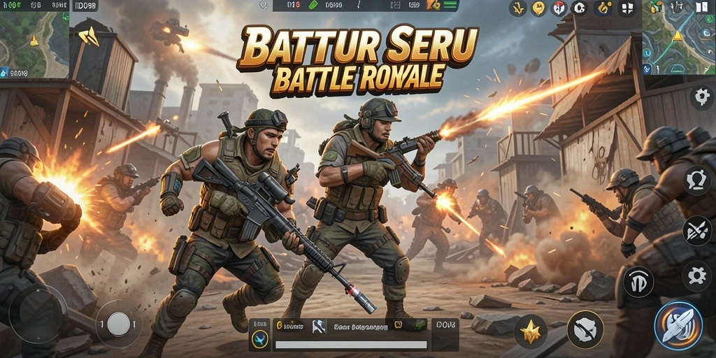 Screenshot menampilkan aksi seru dalam game Battle Royale ID098.