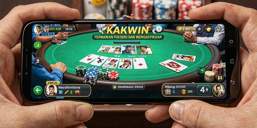 Tangkapan layar gameplay <strong>KAKWIN</strong> menampilkan suasana seru bermain Poker.
