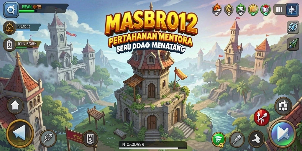 Tampilan menara dan musuh dalam gameplay Tower Defense yang menarik.