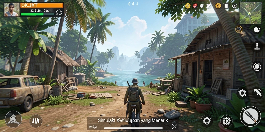 Screenshot utama OKJKT menampilkan karakter dalam gameplay simulasi interaktif.