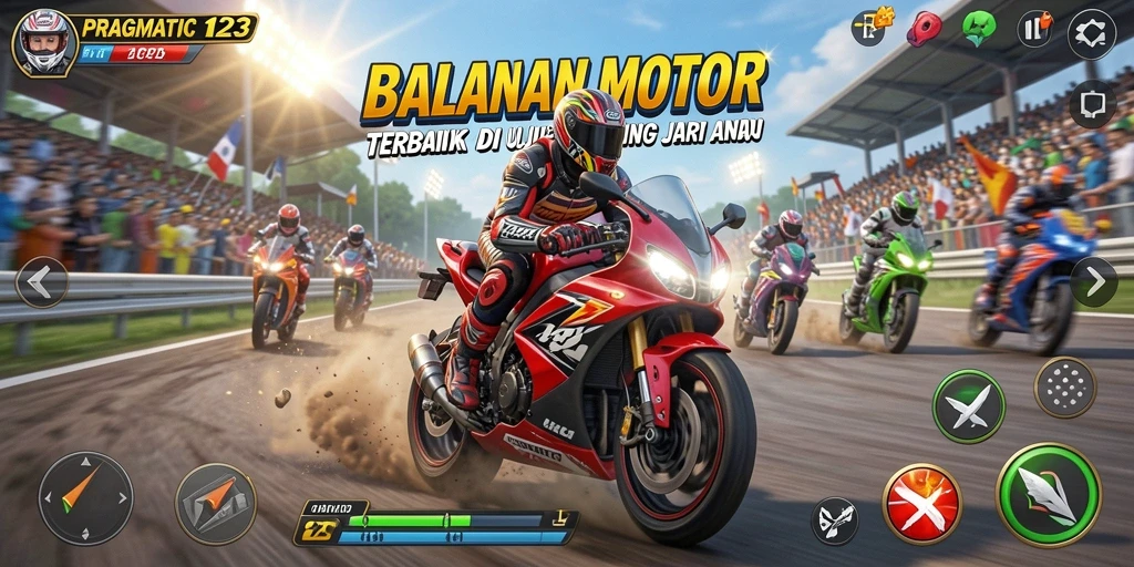 Tangkapan layar PRAGMATIC123 menampilkan aksi balapan yang seru dan grafis memukau.