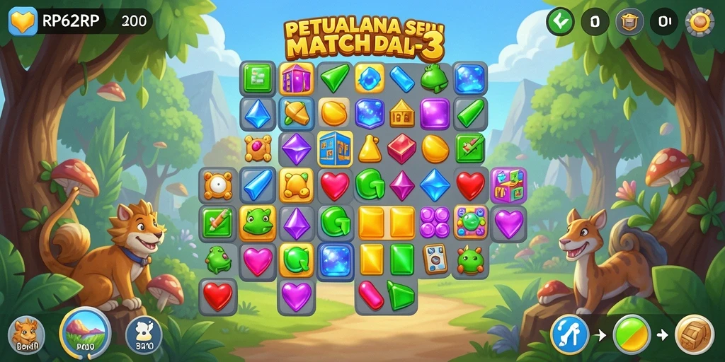 Screenshot RP62RP menampilkan gameplay Match-3 yang penuh warna dan menantang.