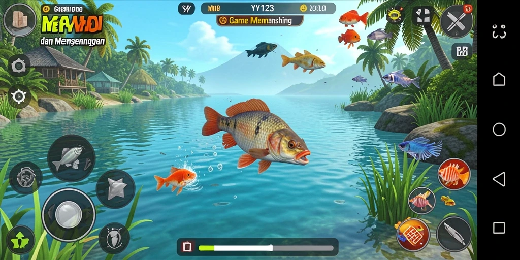 Tampilan seru gameplay memancing di YY123.