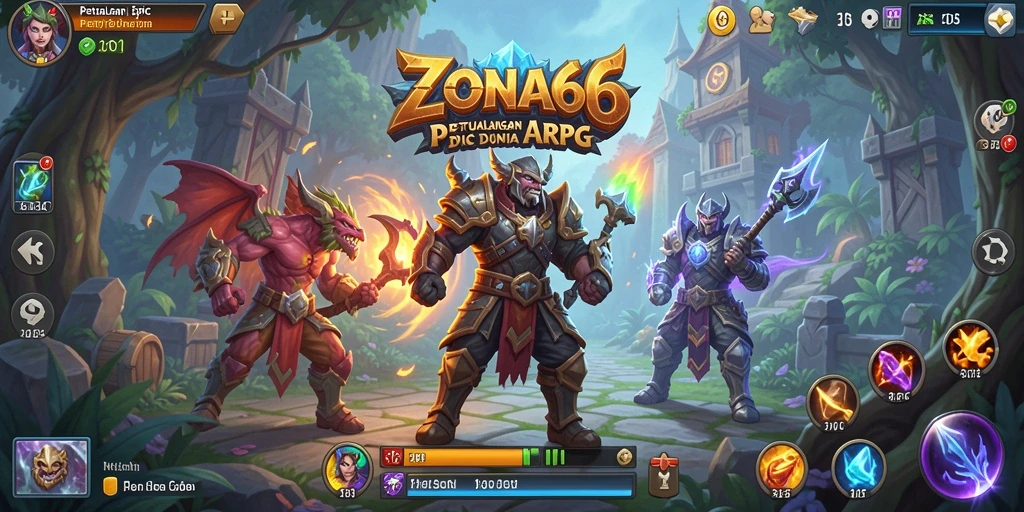 Tampilan gameplay ZONA66 dengan pertarungan ARPG yang epik.